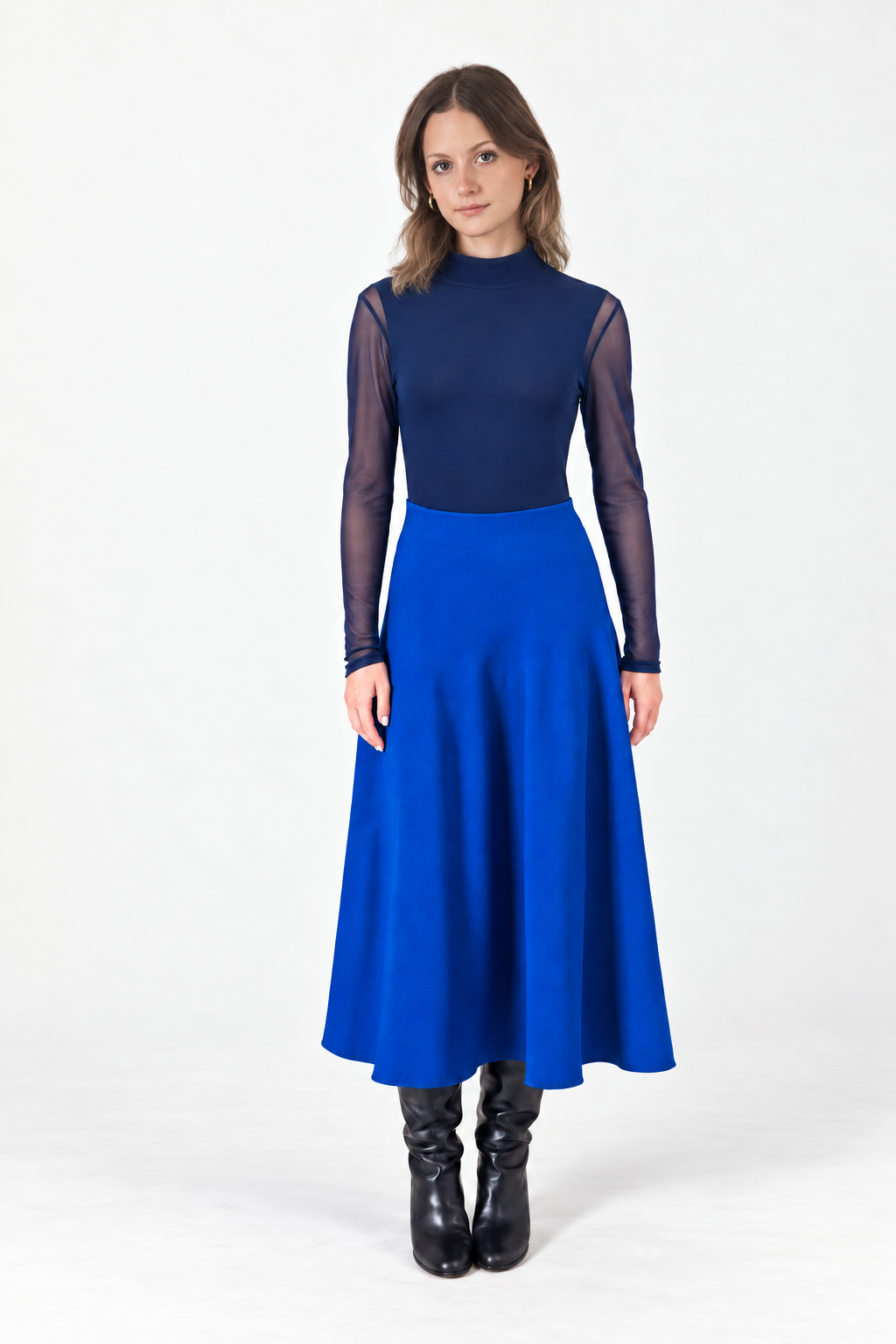 REVERSIBLE KNIT SKIRT I BLUE SIDE