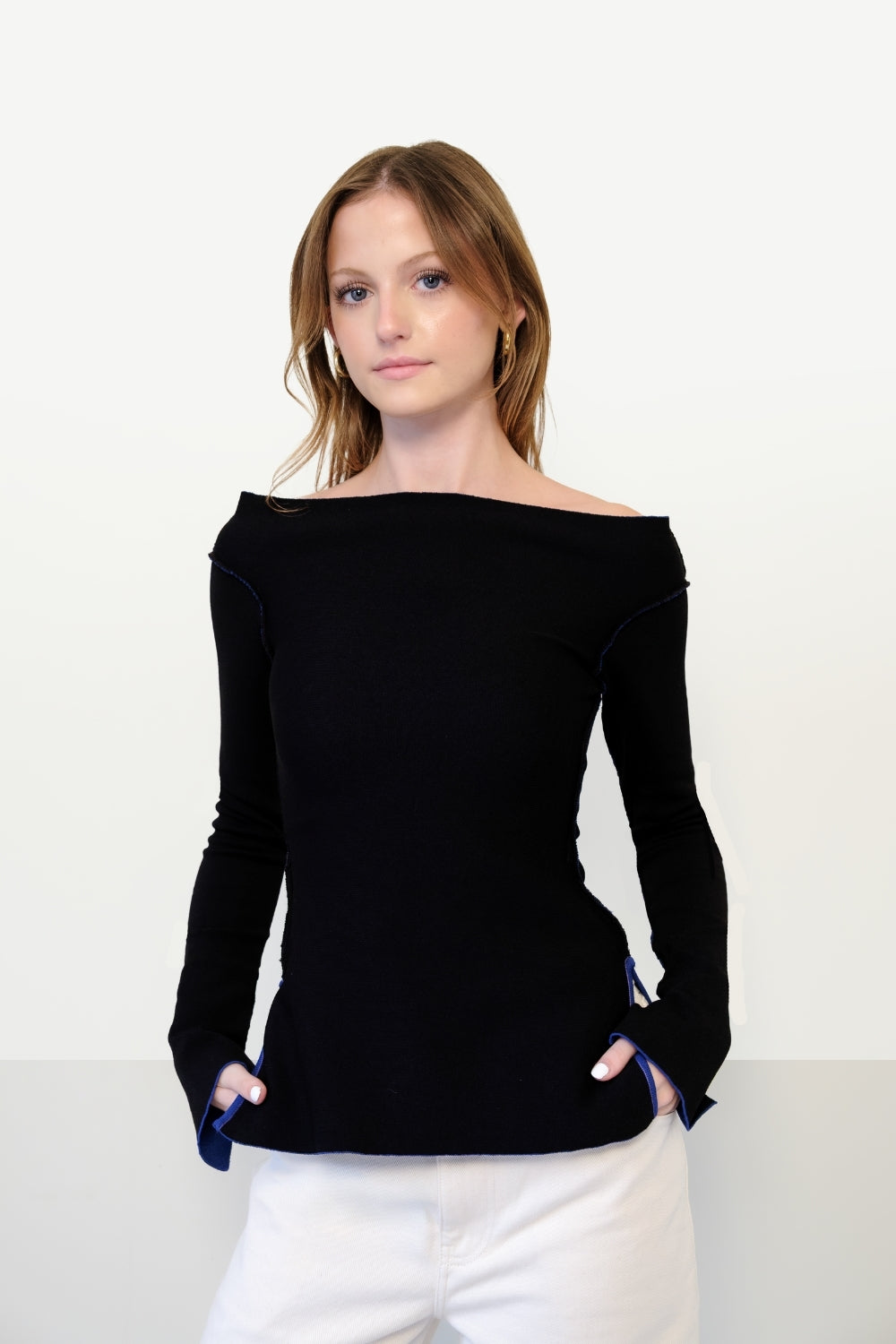 REVERSIBLE KNIT TOP I BLUE SIDE