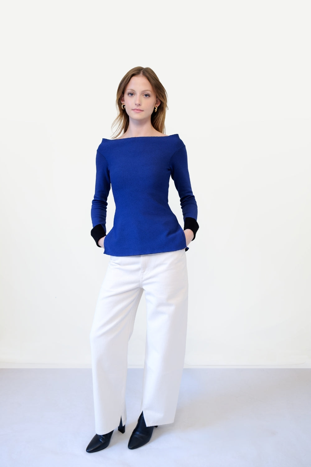 REVERSIBLE KNIT TOP I BLUE SIDE
