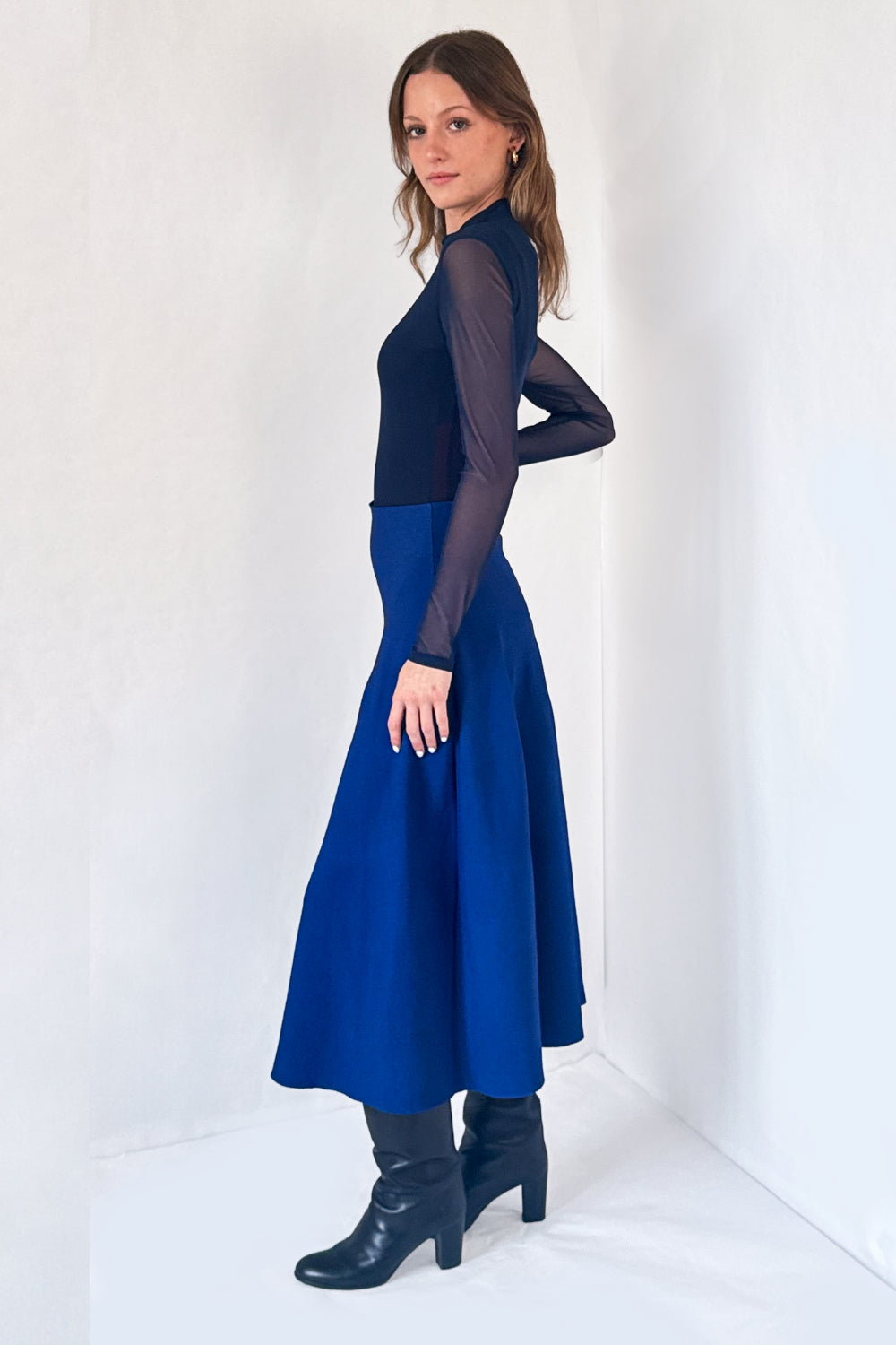 REVERSIBLE KNIT SKIRT I BLUE SIDE