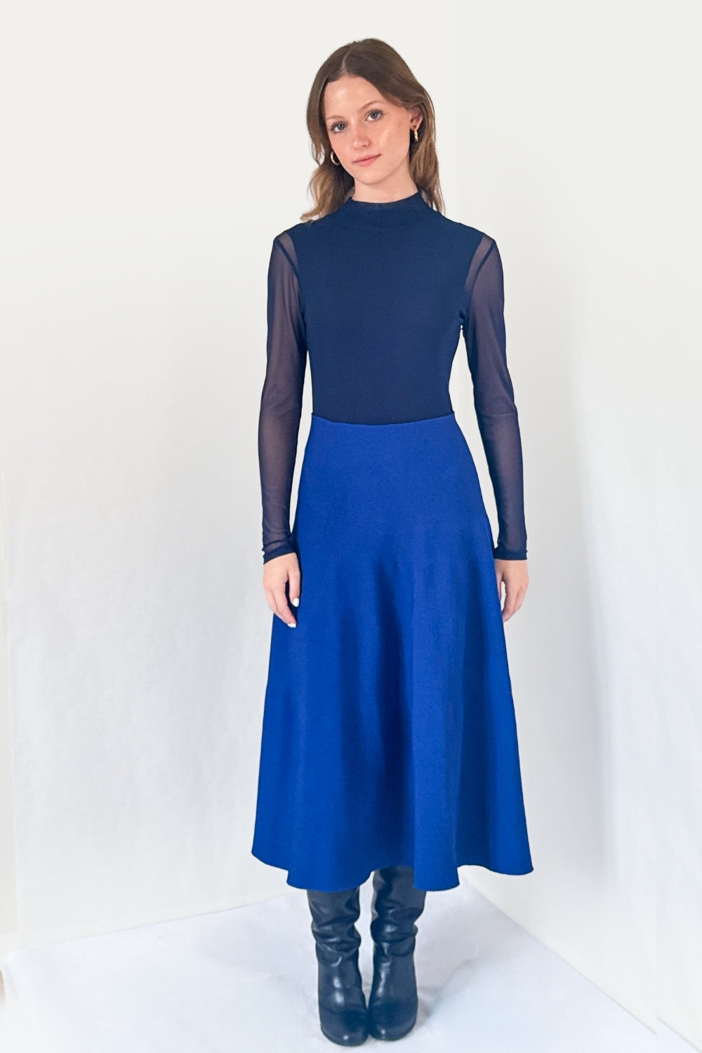 REVERSIBLE KNIT SKIRT I BLUE SIDE