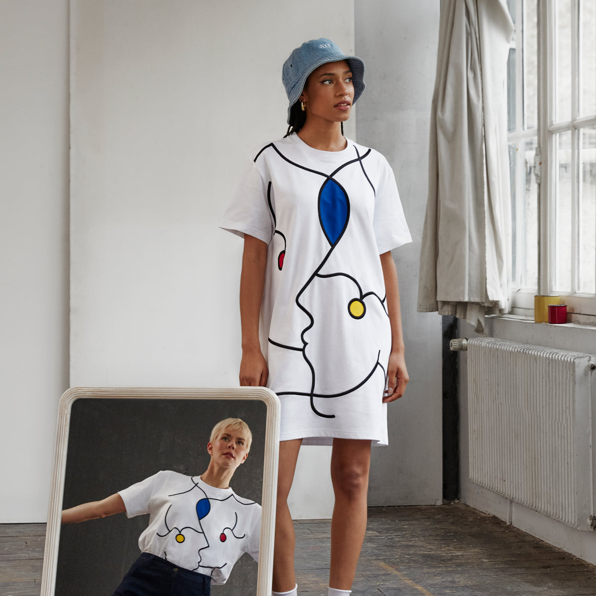 Organic Cotton T-Shirt Dress | Line Art AYT x REMED | AYT STUDIO